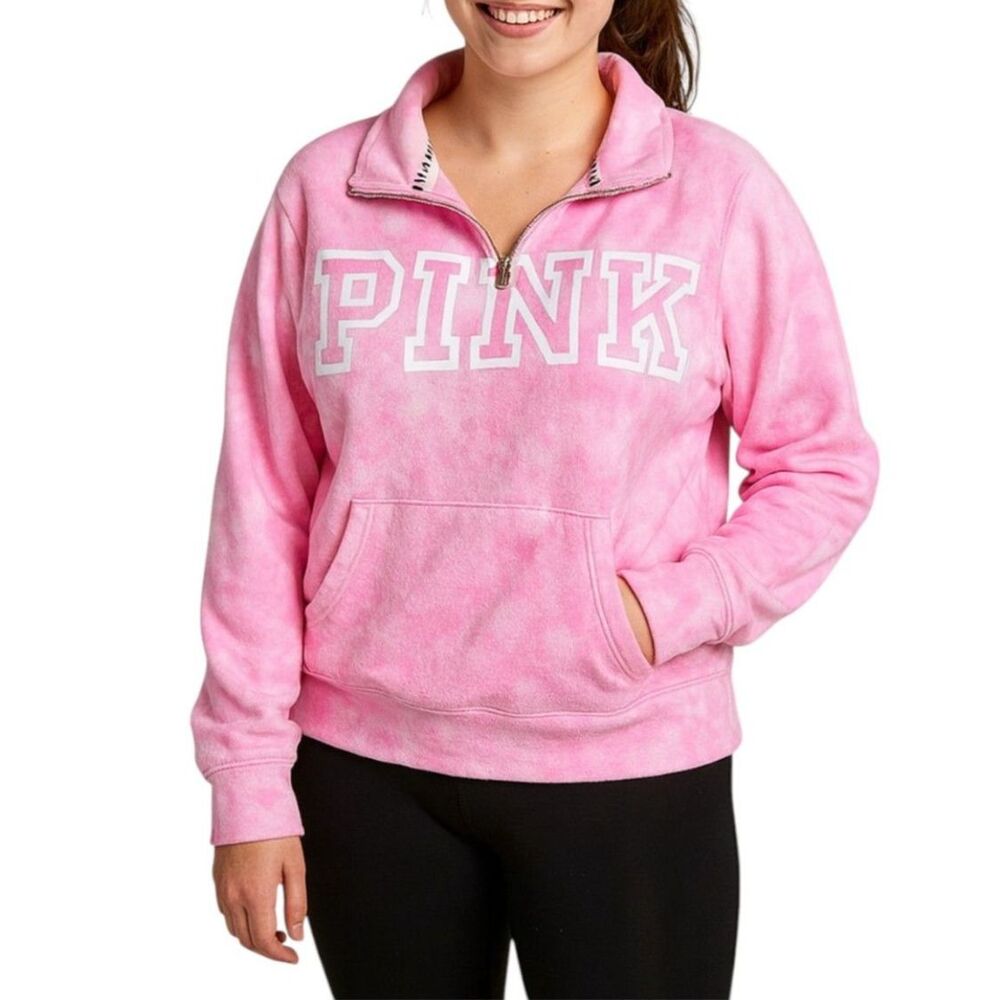 Victoria’s Secret PINK Tie-Dye Quarter Zip Pullover | Size Medium